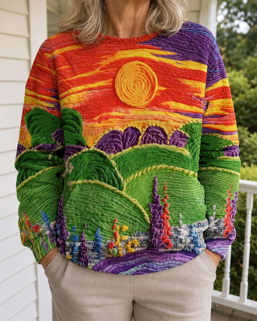 DELACROIX | Bedrukt sweatshirt 'Soleil Couchant' Martine