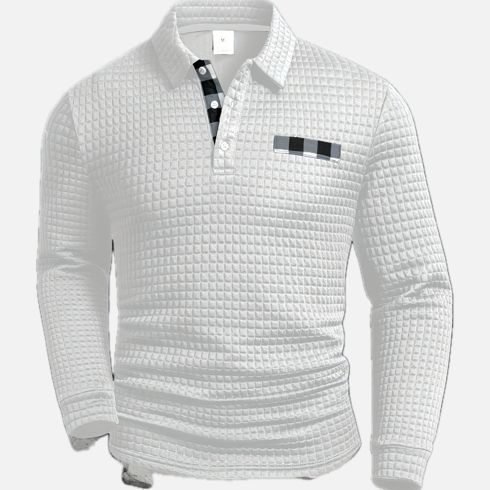 Jelle | Gestructureerde Longsleeve Polo