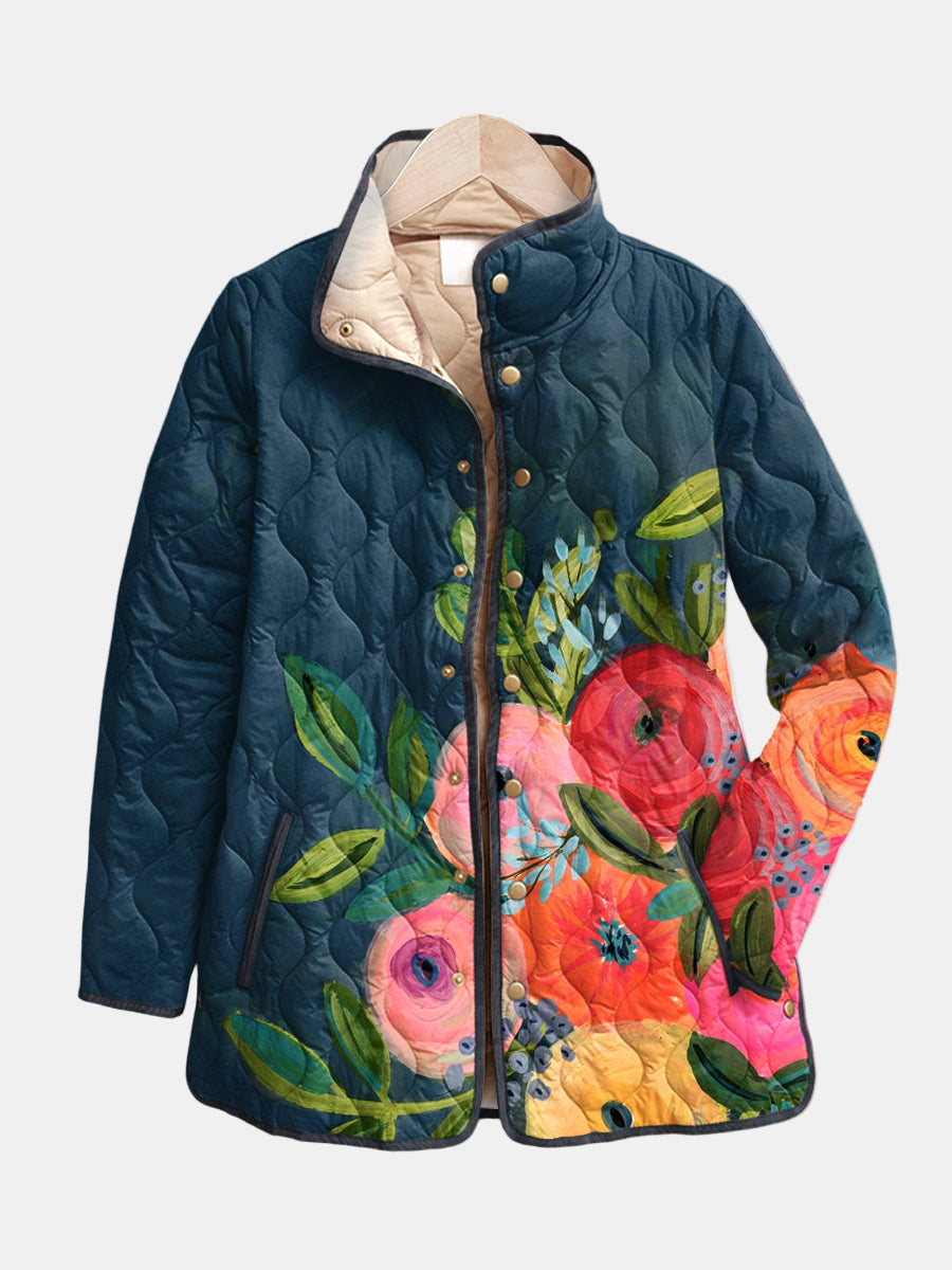 Amaya | Gewatteerde Jas met Bloemenprint