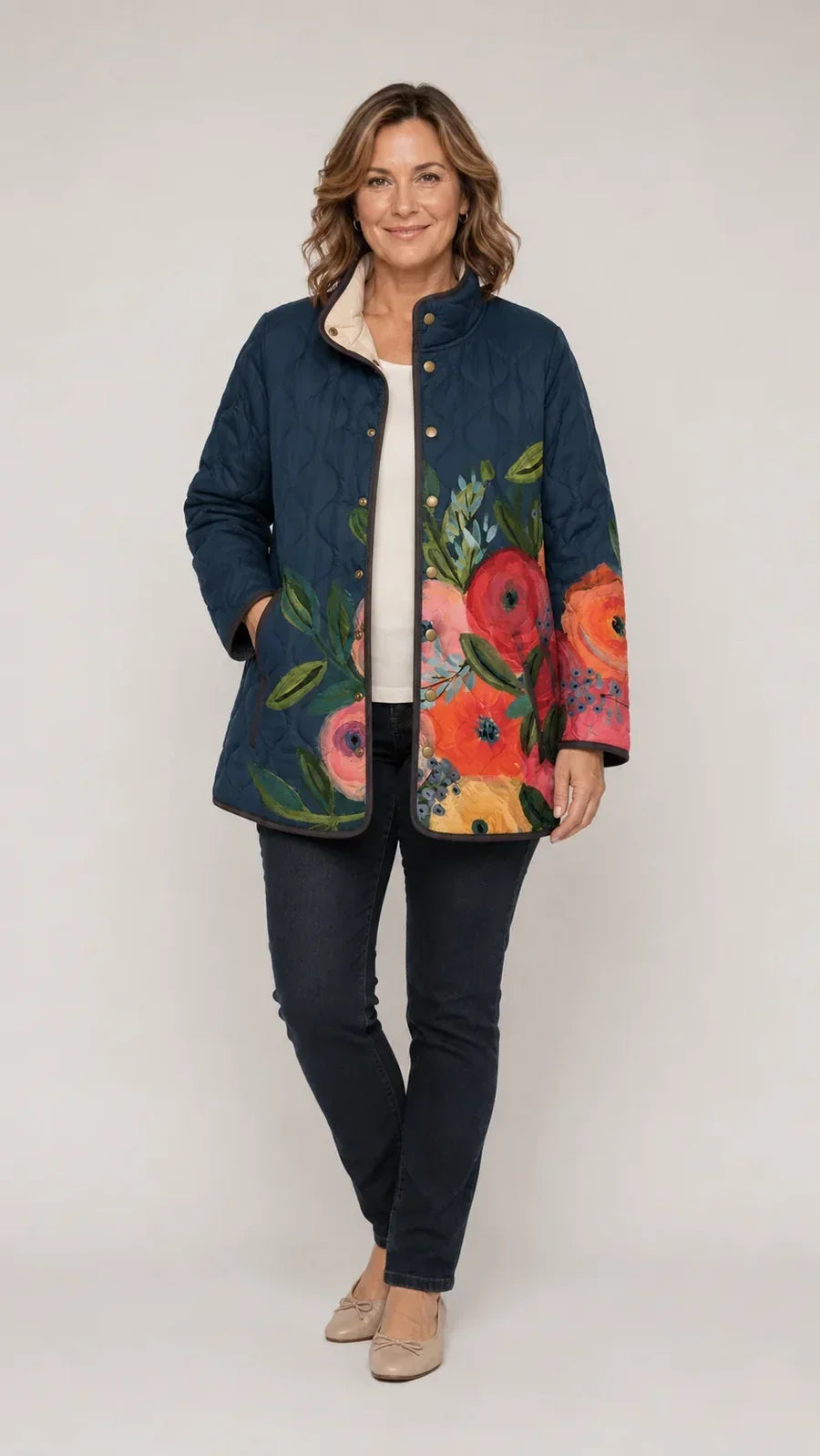 Amaya | Gewatteerde Jas met Bloemenprint