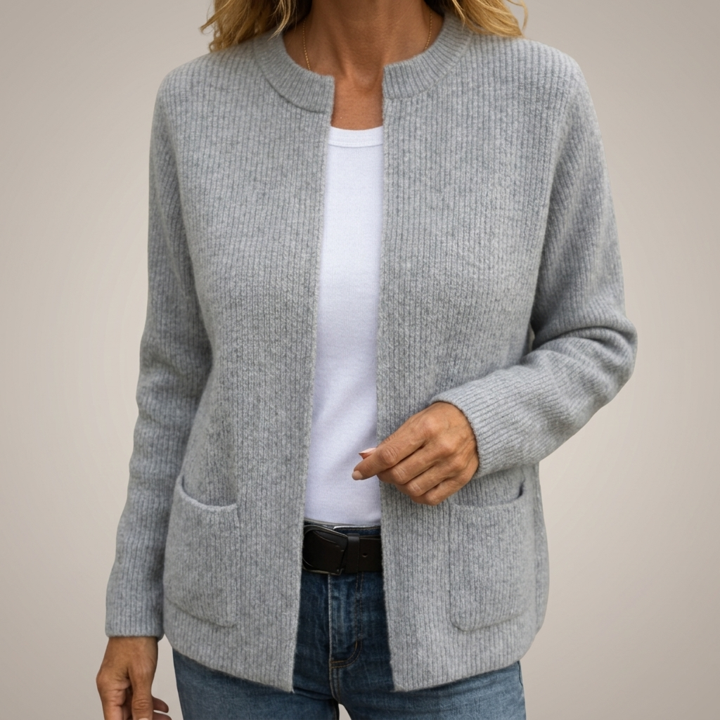 Colette | Ritsvest van warme gebreide stof met zakken