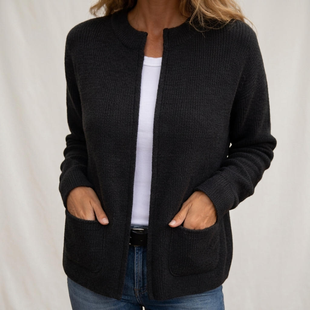 Colette | Ritsvest van warme gebreide stof met zakken