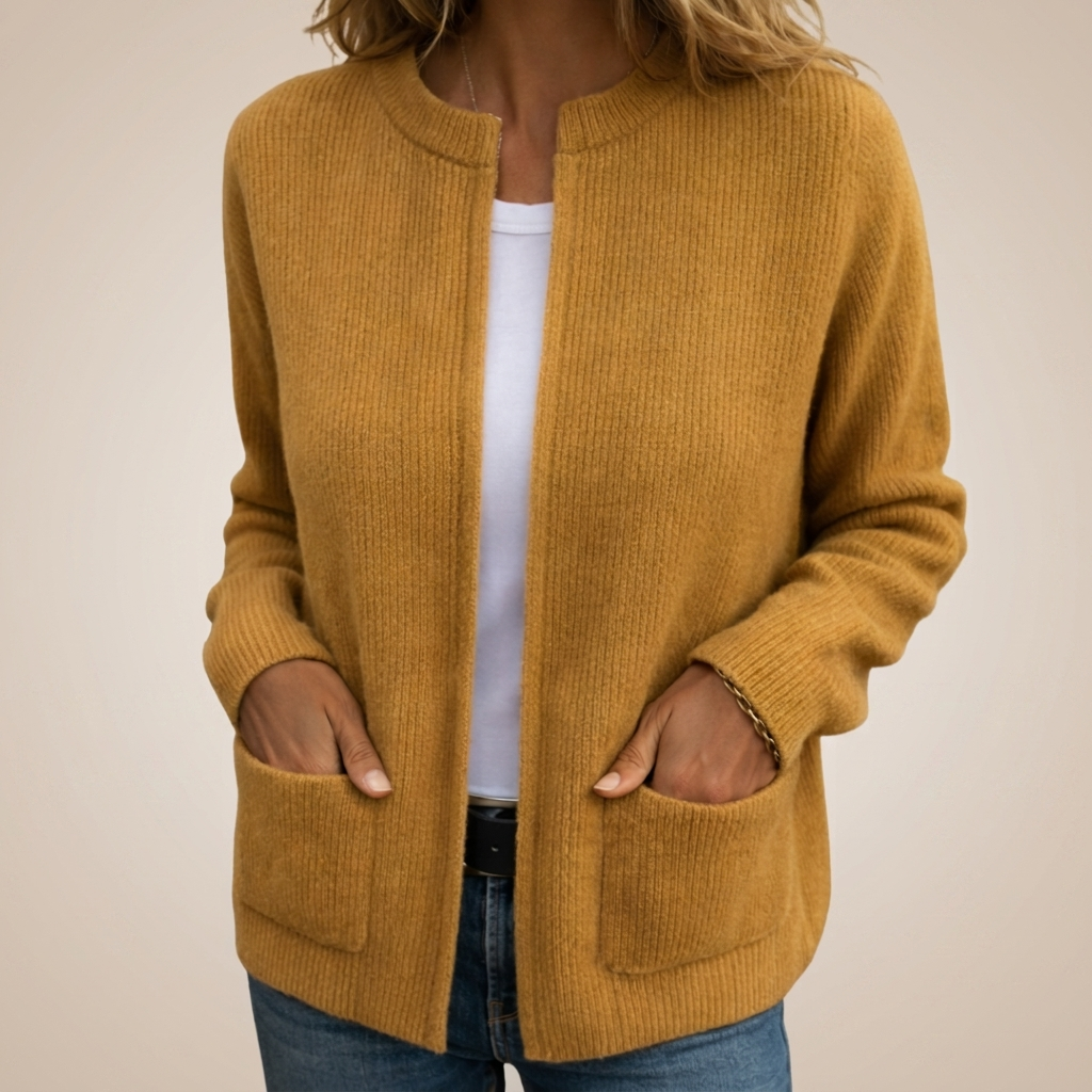 Colette | Ritsvest van warme gebreide stof met zakken