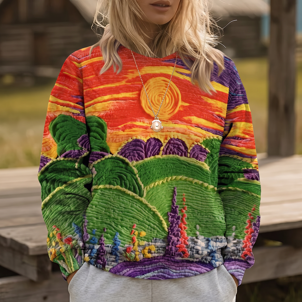 DELACROIX | Bedrukt sweatshirt 'Soleil Couchant' Martine
