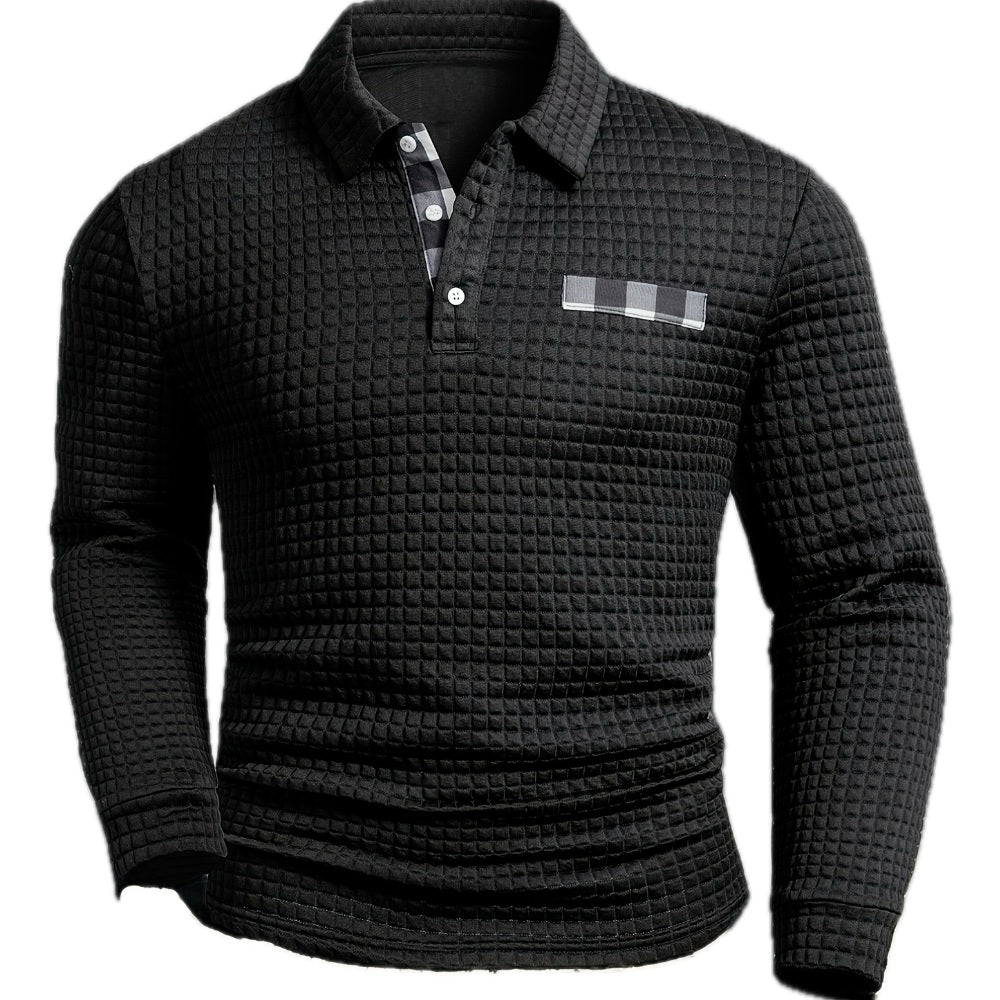 Jelle | Gestructureerde Longsleeve Polo